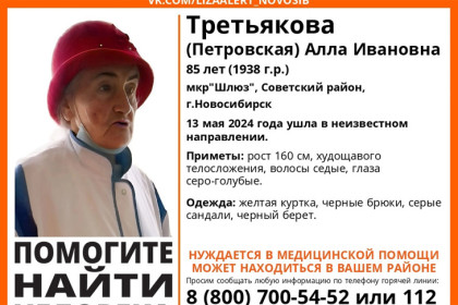 85-летняя старушка в черном берете пропала в Новосибирске