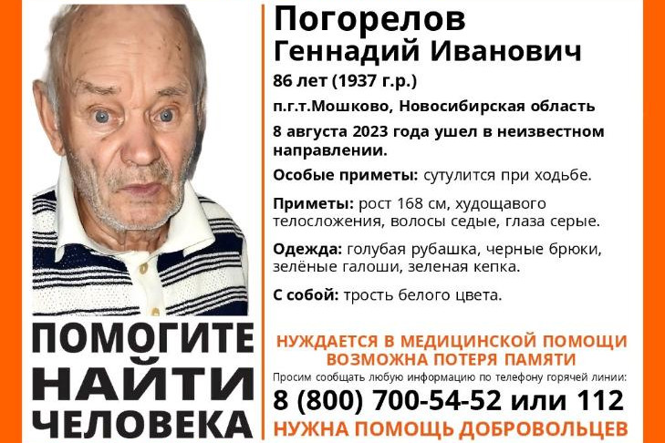 Дедушку в зеленой кепке третий день ищут в Мошково под Новосибирском
