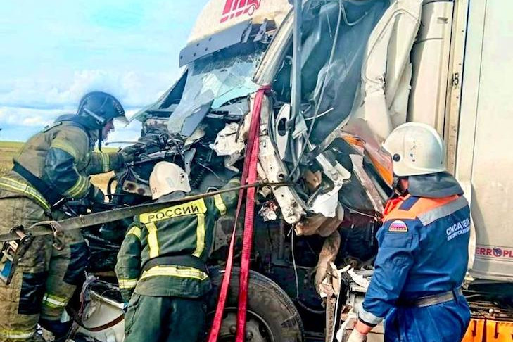 Водителя грузовика пришлось вырезать из кабины после ДТП под Новосибирском