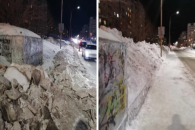 В Новосибирске грязный снег начали складировать на озеленённых территориях