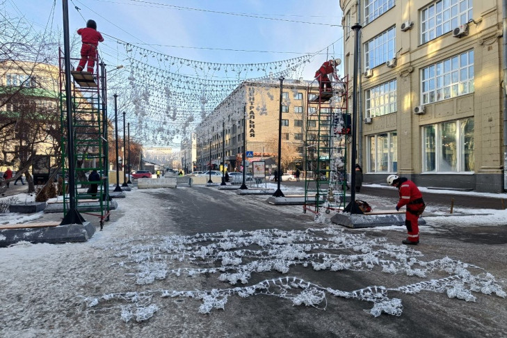 Новогодние украшения Новосибирска демонтируют до 9 февраля за 8 млн рублей