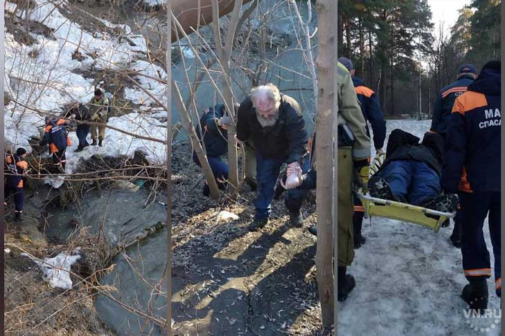 Уставший мужчина провалился в овраг рядом с речкой Ельцовка-2 в Новосибирске