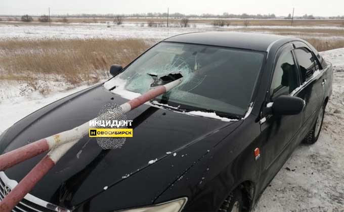 Шлагбаум пронзил «Тойоту» насквозь, оцарапав лицо водителю