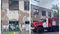 Пожарные тушат возгорание в заброшенном здании в Новосибирске