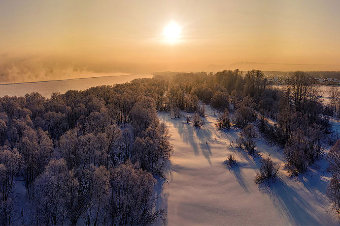 Морозы и туман испортили воздух Новосибирска 13 января