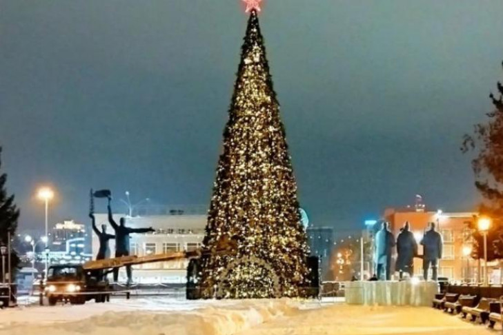Главную новогоднюю елку установили на площади Ленина в Новосибирске | VN.RU