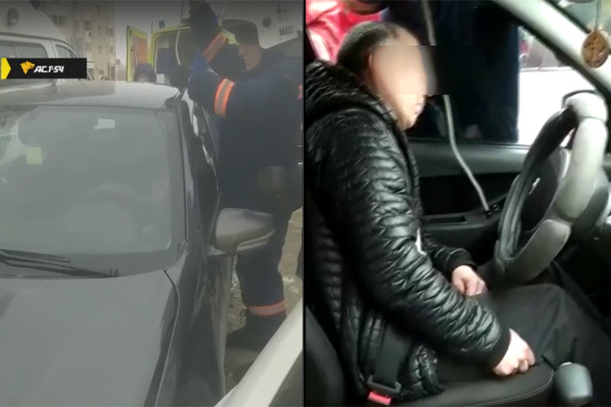 Водитель задремал в заблокированном автомобиле после ДТП в Новосибирске