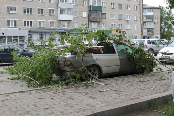 Первые последствия урагана в Новосибирской области