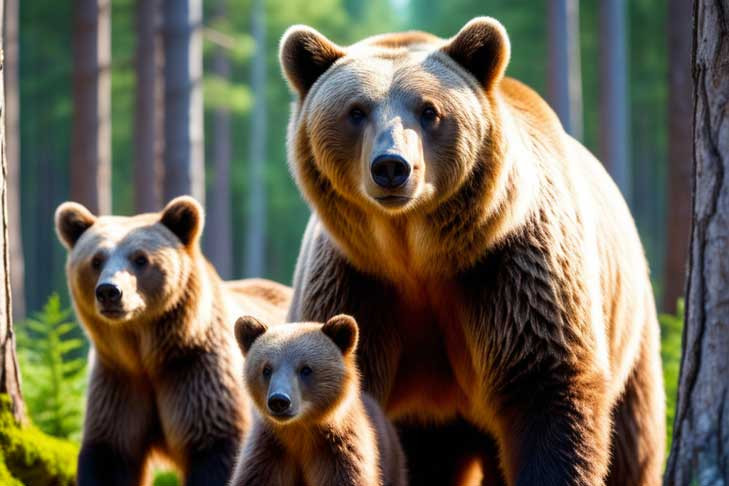 Еще одна медвежья семья вышла к людям под Новосибирском