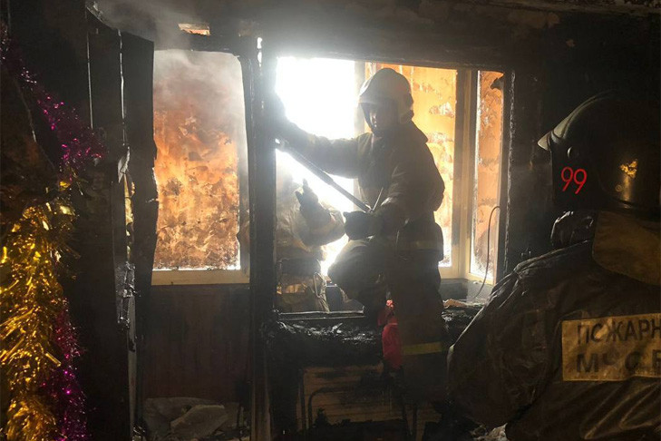 Двух человек спасли сотрудники МЧС на пожаре в Новосибирске