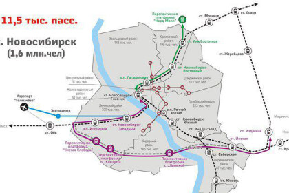 Составлена схема движения городской электрички в Новосибирске