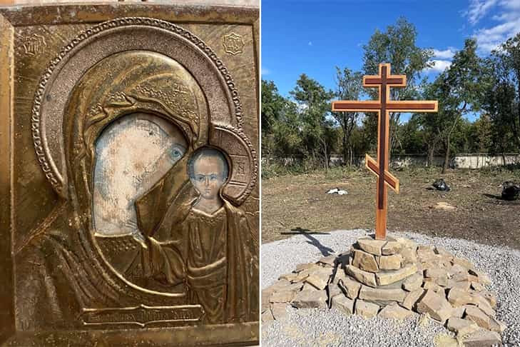 На пустыре в ЛНР найдена старинная икона Казанской божьей матери