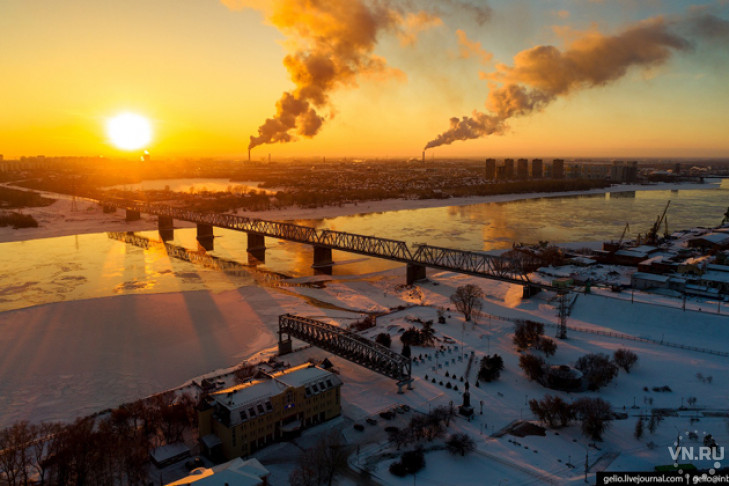 Зимний Новосибирск с высоты показал Слава Gelio Степанов