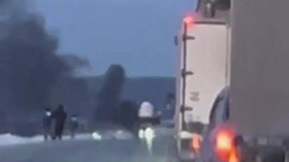 Кабина бензовоза загорелась на Северном обходе Новосибирска