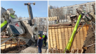 Автокран упал на стройплощадке в Новосибирске
