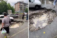 Провалы образовались на улице Дачной в Новосибирске из-за дождей