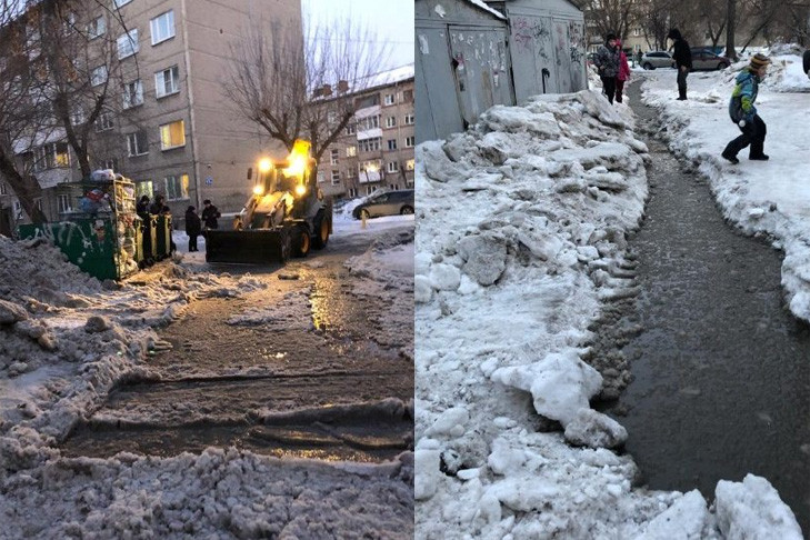 Новосибирцы воюют с управляющей компанией из-за траншеи с водой