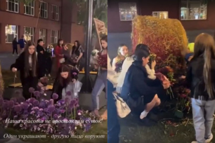 Новосибирцы оборвали цветочные инсталляции на улице Ленина в День города