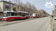 Трамвайный затор образовался в направлении площади Маркса в Новосибирске