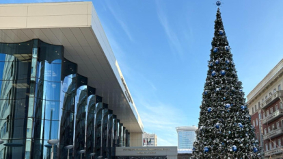 У концертного зала им. А. М. Каца в Новосибирске появилась новогодняя ёлка