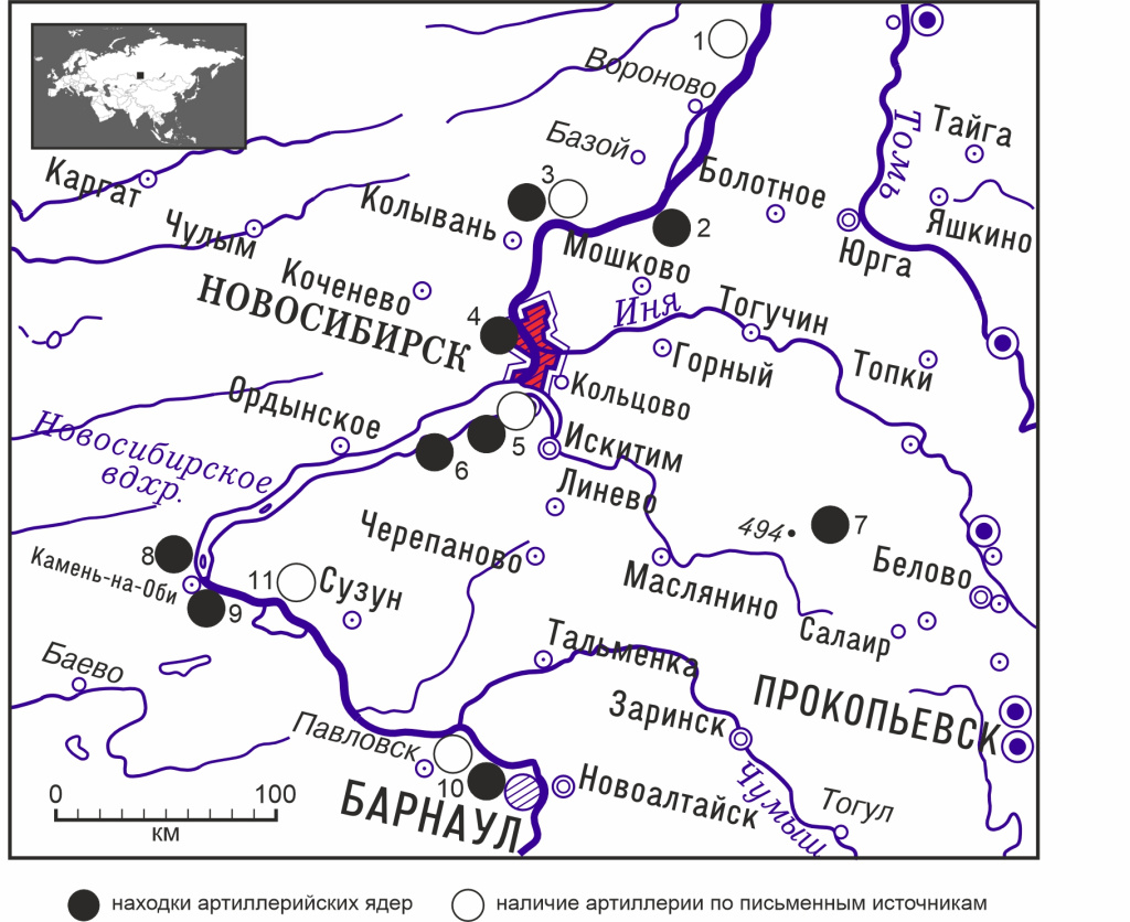 Карта археологических находок предоставлена Андреем Бородовским