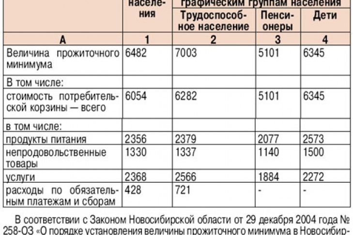 О величине прожиточного минимума в Новосибирской области